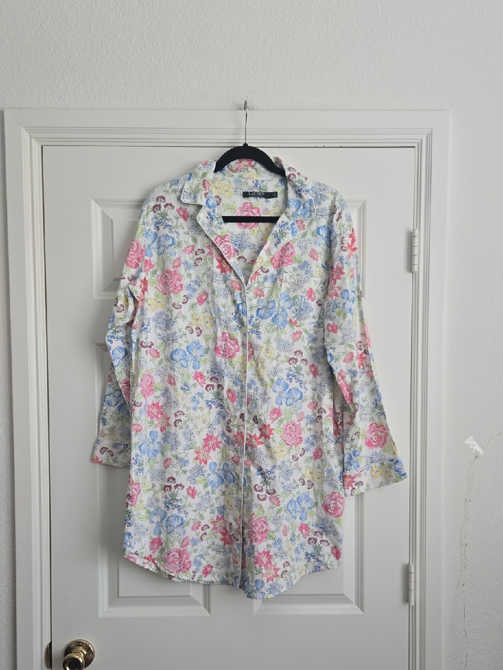 Ralph Lauren Floral Button-Up Shirt Dress in Pink, Blue & Yellow